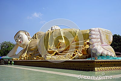 Mya Tha Lyaung Reclining Buddha Editorial Stock Photo