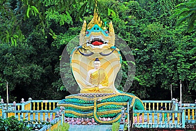 Mya Tha Lyaung Reclining Buddha Snake Statue, Bago, Myanmar Editorial Stock Photo