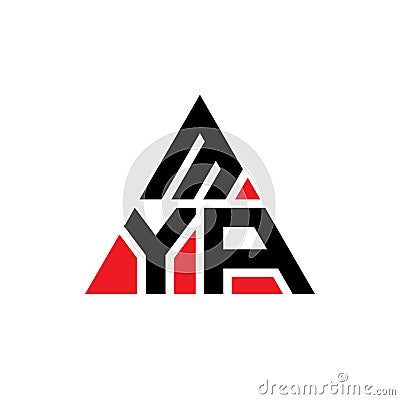 MYA triangle letter logo design with triangle shape. MYA triangle logo design monogram. MYA triangle vector logo template with red Vector Illustration