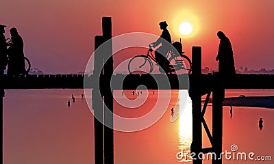 Myanmar, Amarapura, U Bein bridge; Stock Photo