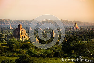 Myanmar bagan temples light burma travel Pagan Kingdom Stock Photo