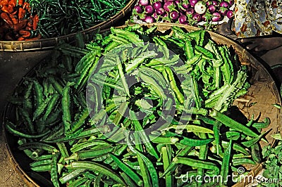 Myanmar, Bagan: vegetables at the market Stock Photo
