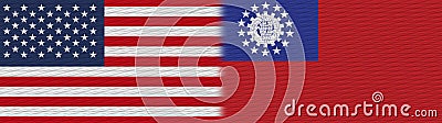 Myanmar Burma and United States Of America Fabric Texture Flag Stock Photo