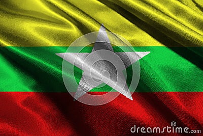 Myanmar flag ,3D Myanmar national flag 3D illustration symbol, Burma Cartoon Illustration