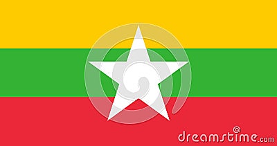Myanmar flag with original RGB color vector illustration Vector Illustration