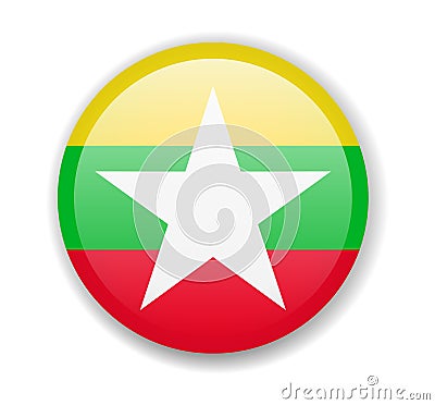 Myanmar flag round bright icon on a white background Vector Illustration