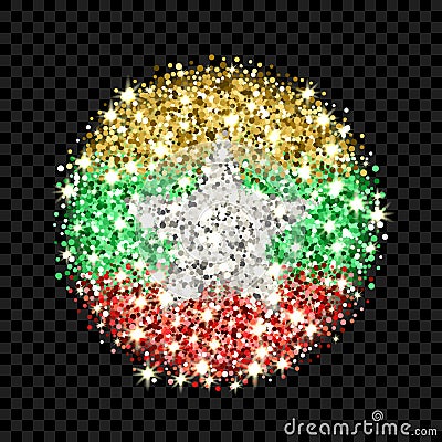 Myanmar flag sparkling badge Vector Illustration