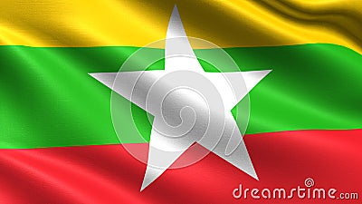 Myanmar flag, with waving fabric texture Stock Photo