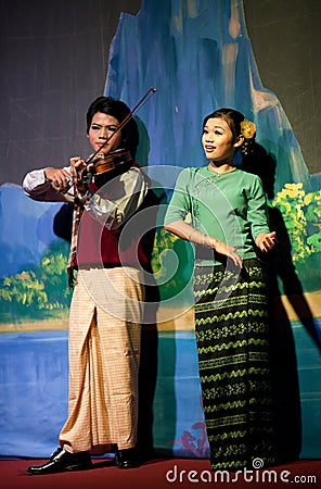 Myanmar Folk Dance Editorial Stock Photo