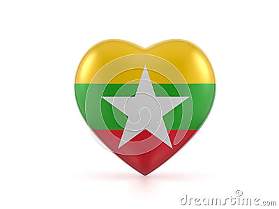 Myanmar heart flag Cartoon Illustration