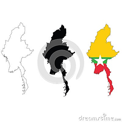 Myanmar Map flag map. Outline map of Myanmar sign. Myanmar Map icon. flat style Stock Photo