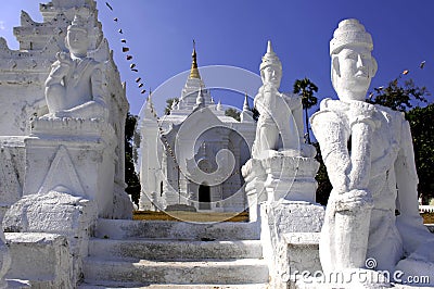 Myanmar, Mingun: white pagoda Stock Photo