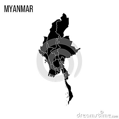 Myanmar political map of administrative divisions Stock Photo