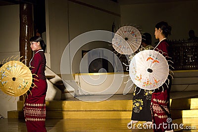 Myanmar Umbrella Dance Editorial Stock Photo