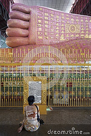 Myanmar - Yangon - the Chaukhtatgyi Buddha Editorial Stock Photo