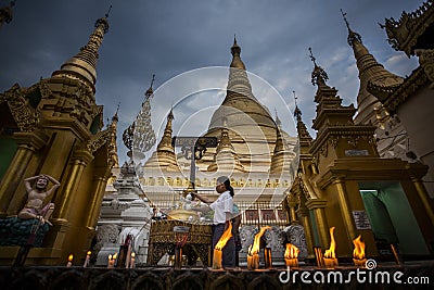 Myanmar - Yangon - THE GREAT SHWEDAGON PAGODA Editorial Stock Photo