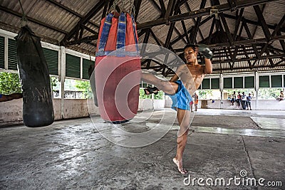 Myanmar - a Yangoon gym for thay boxe Editorial Stock Photo