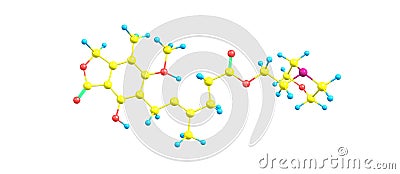 Mycophenolic acid molecular structure isolated on white Cartoon Illustration