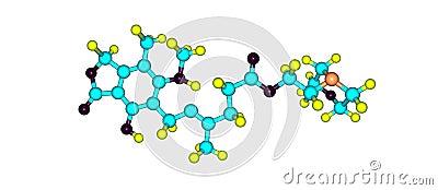 Mycophenolic acid molecular structure isolated on white Cartoon Illustration