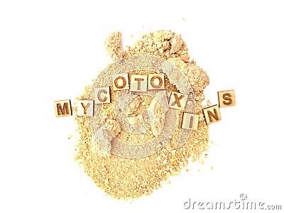 Mycotoxins in poultry Feed clumped chicken feed, moisture, moldy feed Stock Photo