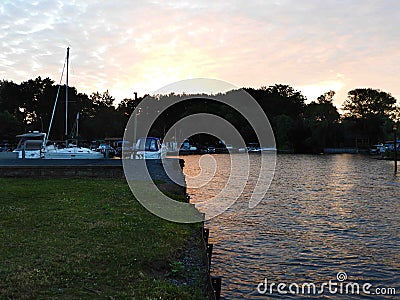 Myers Park Marina at sunrise Cayuga Lake NYS Stock Photo