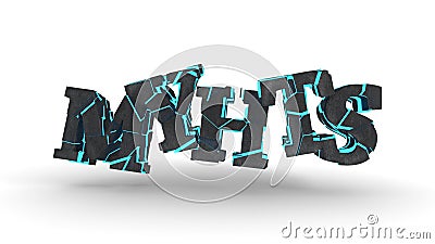 Myhts fragmented writing background, 3d rendering Stock Photo