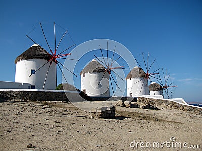 Mykonos Windmills Stock Photo