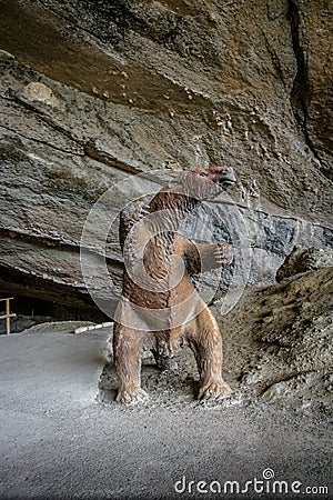 Mylodon pre-historic giant sloth Model at entrance of Milodon Cave - Patagonia, Chile Editorial Stock Photo