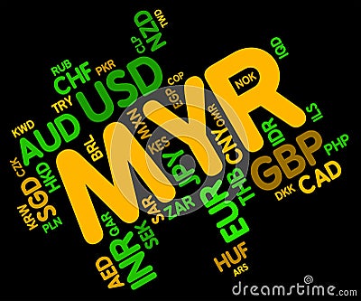 Myr Currency Shows Malaysia Ringgit And Fx Stock Photo