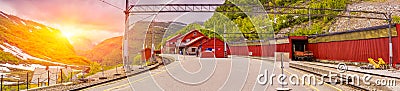 Myrdal Station, Norwegian Flam Railway Mountain train a tourist Editorial Stock Photo