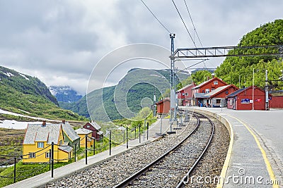 Myrdal Station, Norwegian Flam Railway Mountain train a tourist Editorial Stock Photo