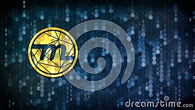 Myriad - Coin Illustration on Digital Background. Stock Photo