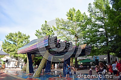 Myriad Gardens Children`s Water Pad Editorial Stock Photo