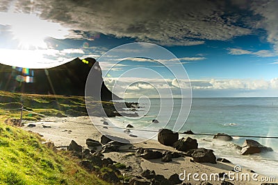 Myrland beach in the Lofoten Islands, Norway Stock Photo