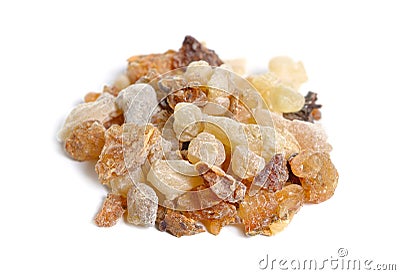 Myrrh with frankincense resin isolated on white background Stock Photo