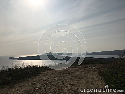 Mys Tobzina on Russky Island in Sea of Japan in September in Vladivostok, Russia. Stock Photo