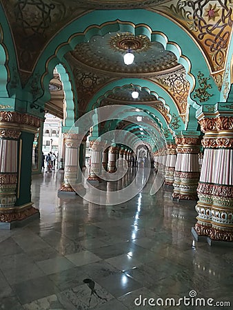 Mysore palace corridor view Editorial Stock Photo