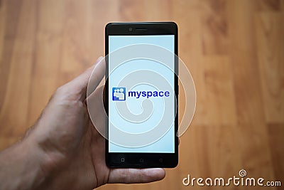 Myspace logo on smartphone screen Editorial Stock Photo