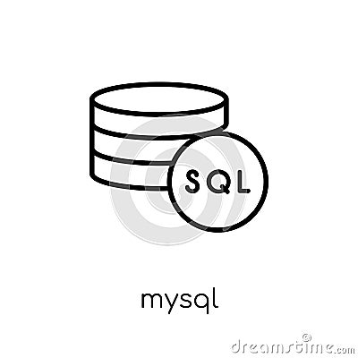 Mysql icon. Trendy modern flat linear vector Mysql icon on white Vector Illustration