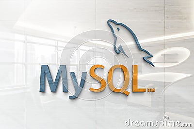 Mysql on iphone realistic texture Editorial Stock Photo