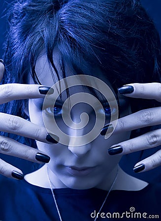 Mysterious and Beautiful Goth Woman Stock Photo