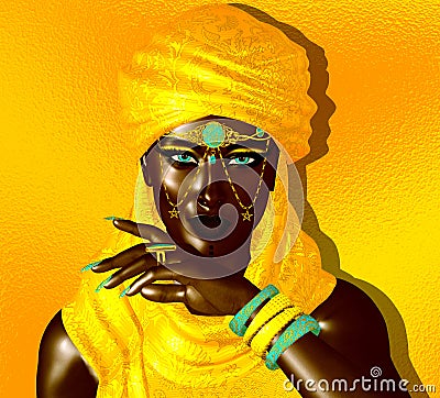 Mysterious Black Arab Woman from the Saharan sands Stock Photo