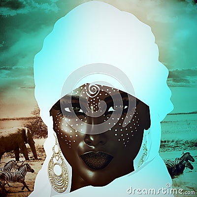 Mysterious Black Arab Woman from the Saharan sands. Stock Photo