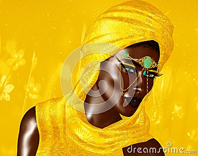 Mysterious Black Arab Woman from the Saharan sands Stock Photo