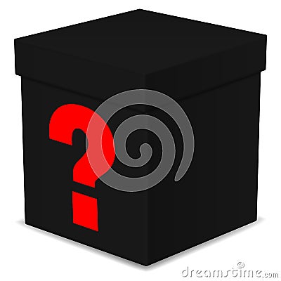 Mysterious black box with question mark Vector Illustration