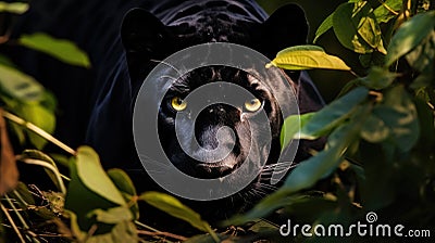 Mysterious black jaguar in the jungle Stock Photo