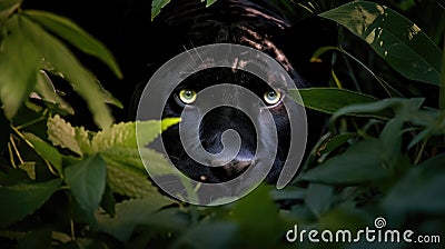 Mysterious black panther in the jungle Stock Photo