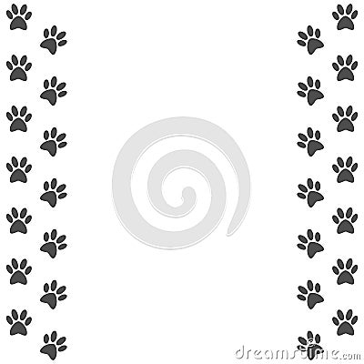 Mysterious black traces of an unknown animal on a white background Vector Illustration