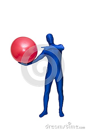Mysterious blue man in morphsuit Stock Photo