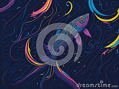 Mysterious colorful fish, with its mesmerizing blend of vibrant hues and intricate patterns, becomes a living work of art Stock Photo